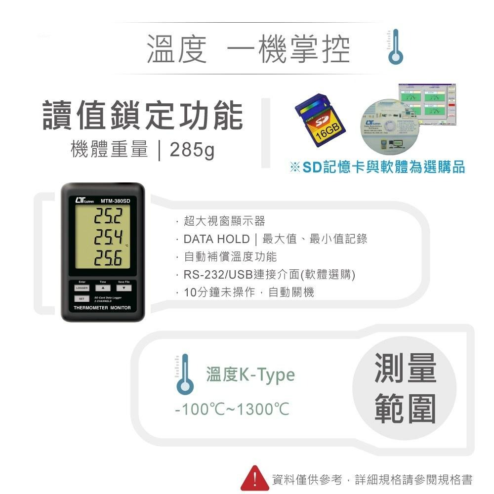 『聯騰．堃喬』路昌 Lutron MTM-380SD 記憶式三視窗溫度計 支援SD記憶卡-細節圖2