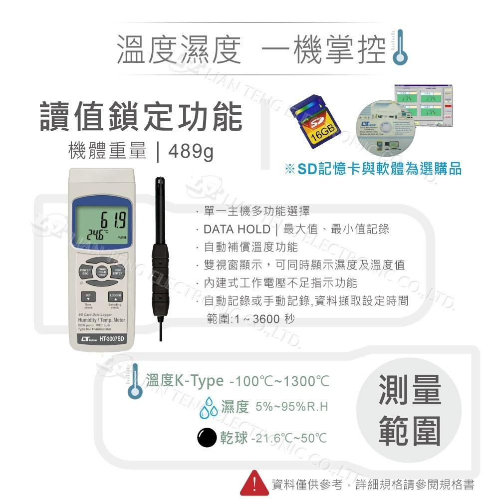 聯騰．路昌 Lutron HT-3007SD 記憶式溫溼度計 支援SD記憶卡-細節圖2