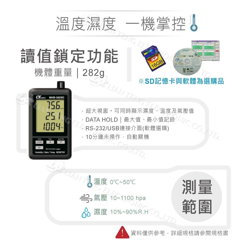 『聯騰．堃喬』路昌 Lutron MHB-382SD 記憶式溫溼度氣壓計 支援SD記憶卡-細節圖2