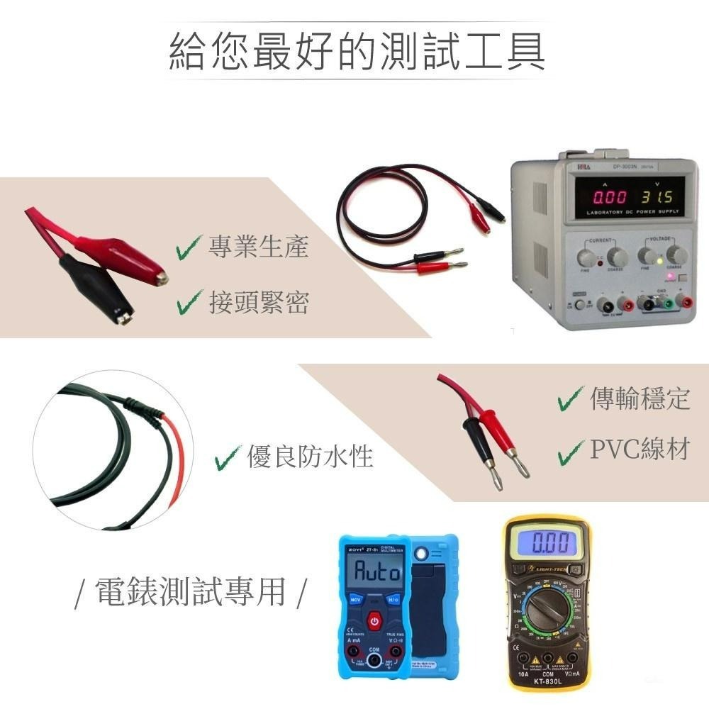 聯騰．雙香蕉頭－雙鱷魚夾量測線｜3尺長｜4mm插頭｜電錶測試專用｜高導通性-細節圖2