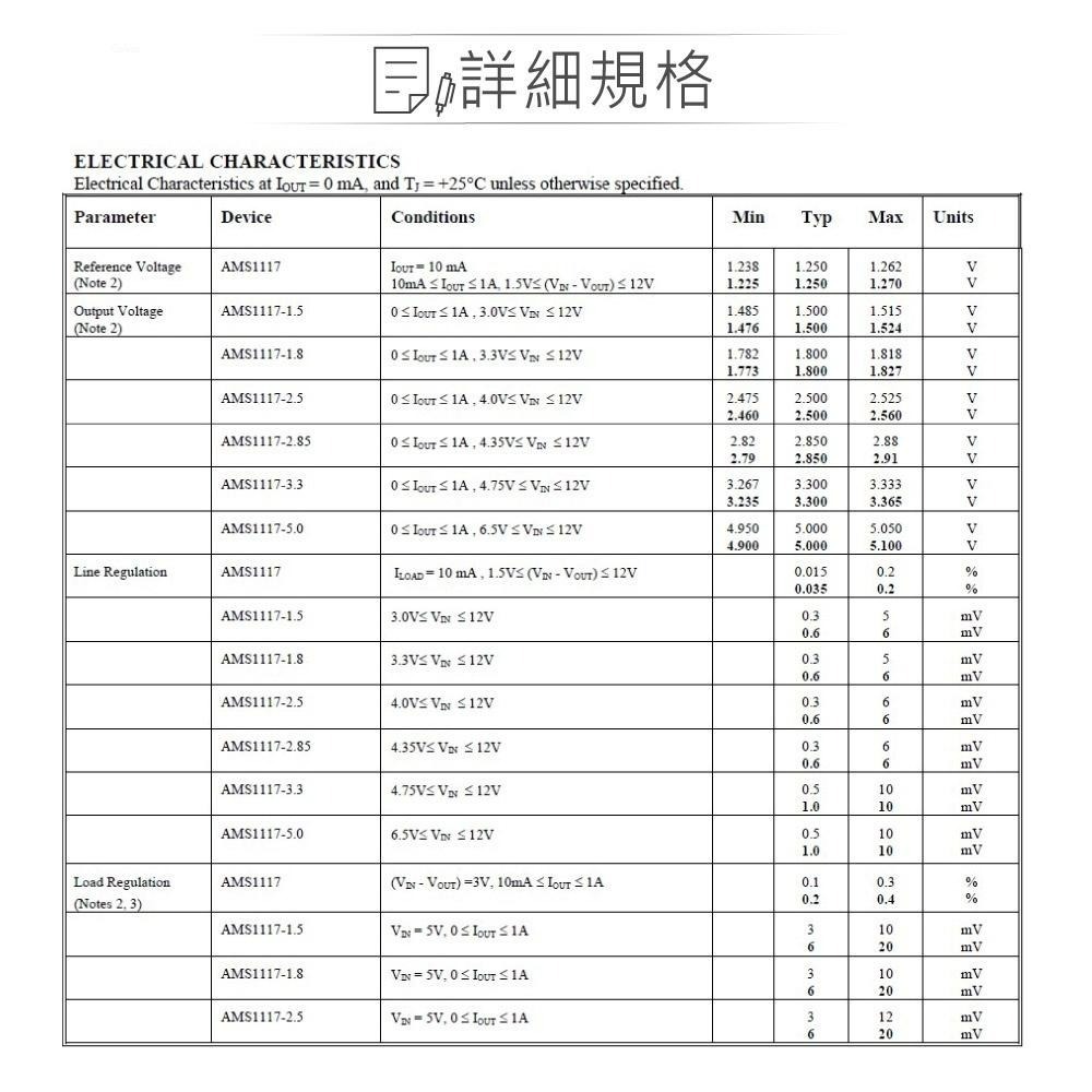 聯騰．AMS1117-2.5 穩壓IC｜DC2.5V/1A ｜SOT-223封裝-細節圖3
