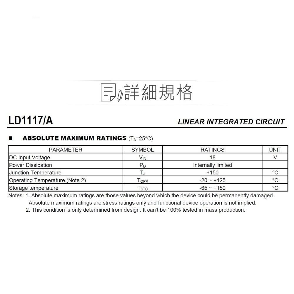 聯騰．UTC LD1117A-AD 可調穩壓IC TO-252封裝 1A低壓差LDO-細節圖2