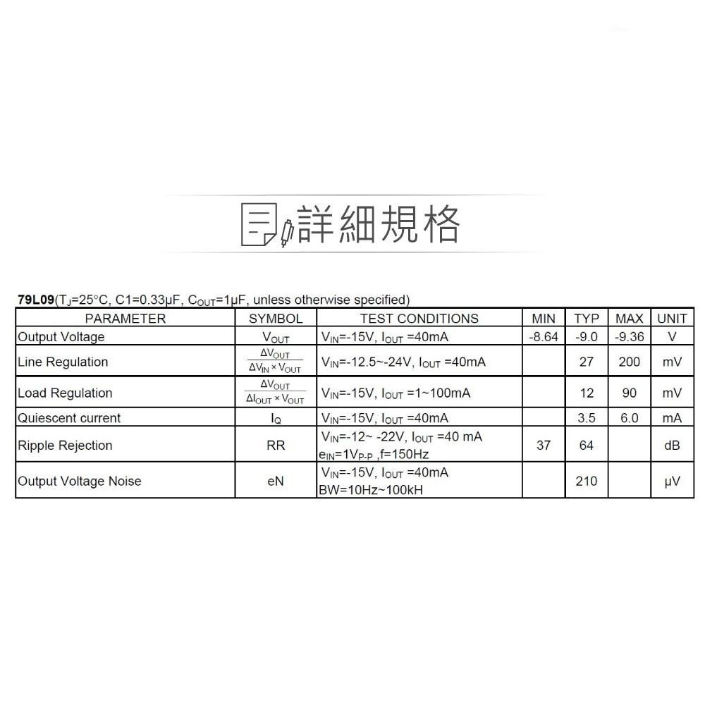 『聯騰．堃喬』HTC Korea LM79L09 DC-9V/0.1A 穩壓IC TO-92-細節圖3