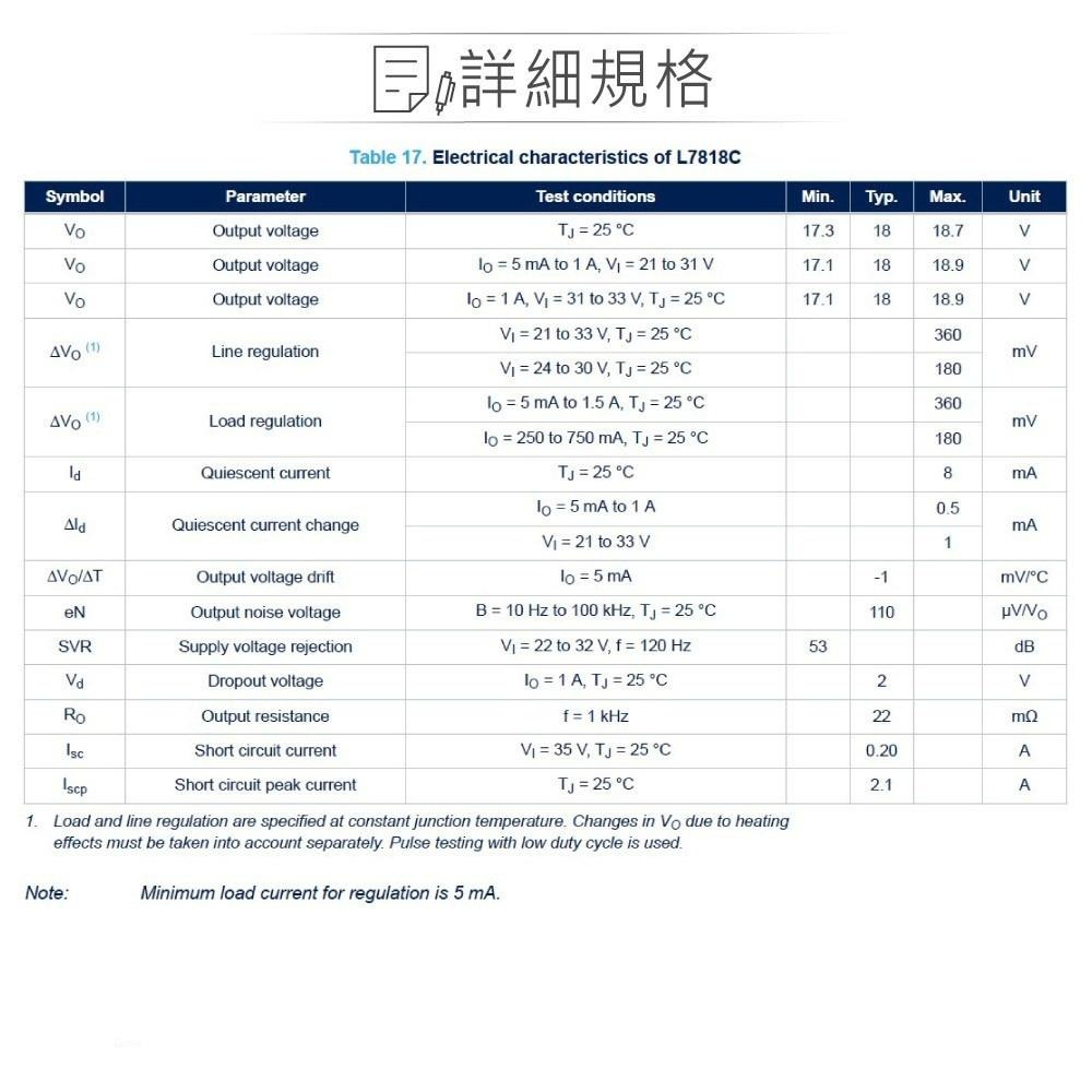 『聯騰．堃喬』ST L7818CV-DG DC18V/1.5A 穩壓IC TO-220 雙規（dual gauge）-細節圖4