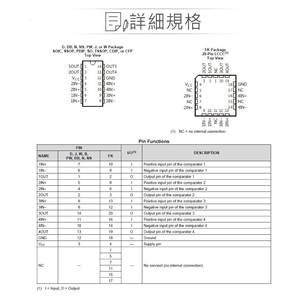 『聯騰．堃喬』TEXAS LM2901N  PDIP-14 30-V quad differential compara-細節圖4