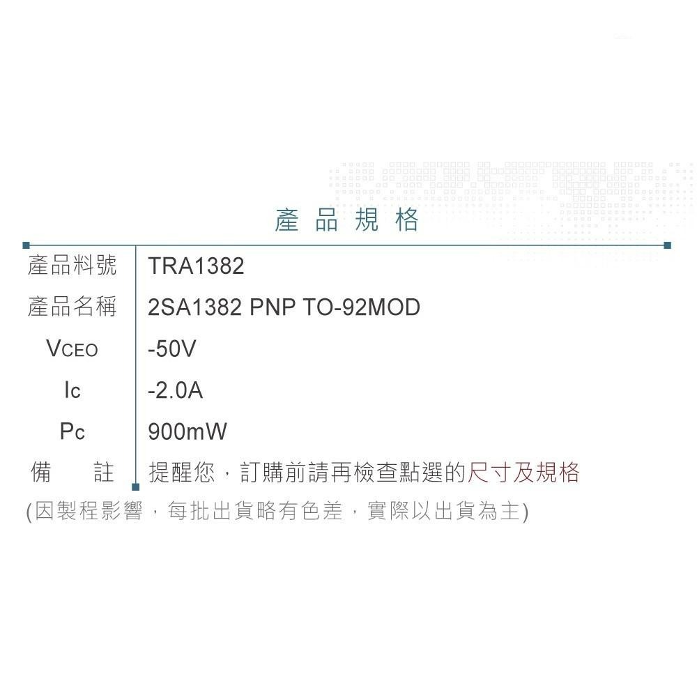 『聯騰．堃喬』2SA1382 PNP 雙極性 電晶體 -50V/-2.0A/900mW TO-92MOD-細節圖3