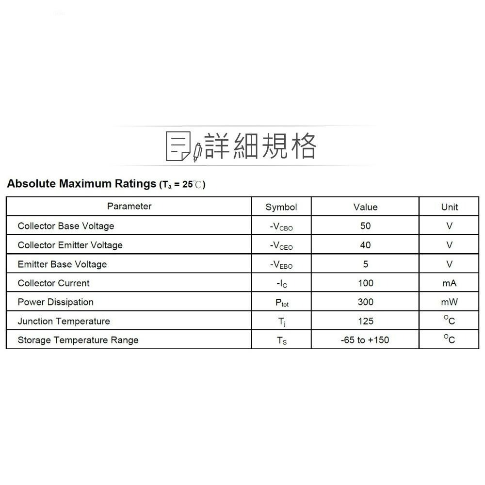 聯騰．2SA933 PNP 雙極性 電晶體 -40V/-100mA/300mW TO-92 互補 2SC945-細節圖2