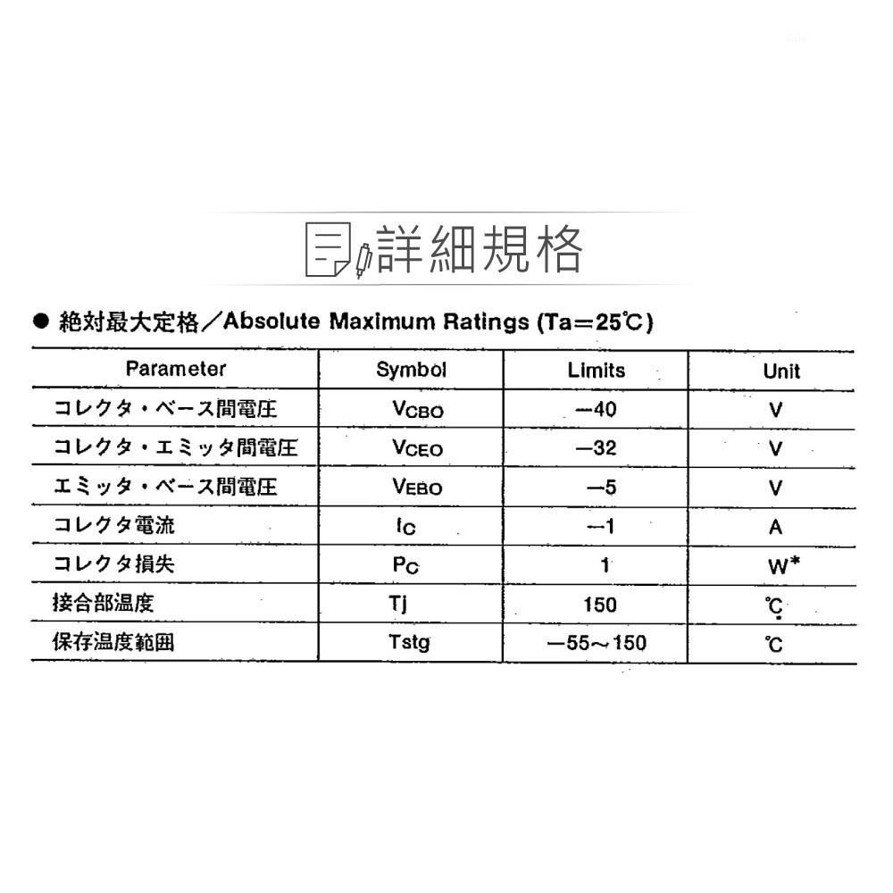 『聯騰．堃喬』2SB909 PNP 雙極性 電晶體 -32V/-1.0A/1.0W ATR-細節圖2