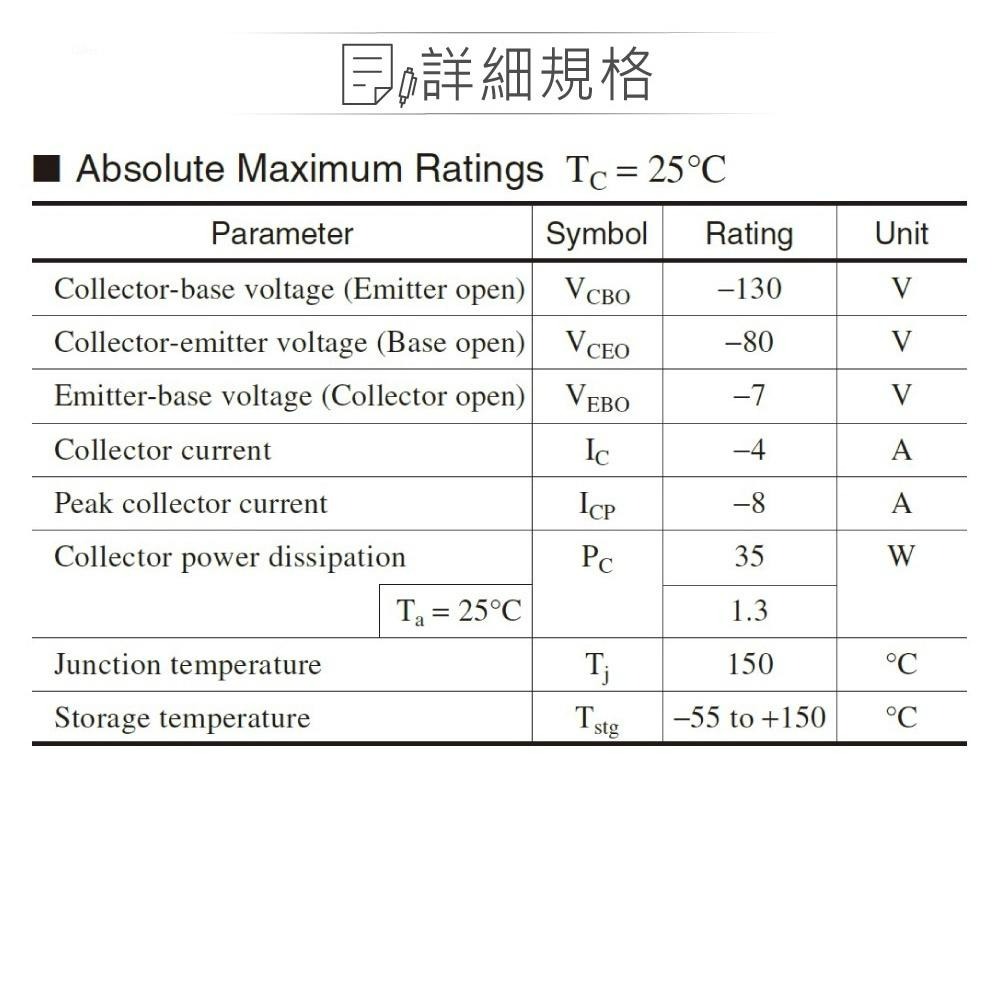 聯騰．2SB932 PNP 雙極性 電晶體 -80V/-4.0A/35W TO-252-細節圖2