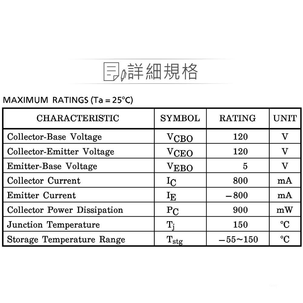 『聯騰．堃喬』2SC2235 NPN雙極性 電晶體 120V/800mA/900mW TO-92MOD互補 2SA965-細節圖2