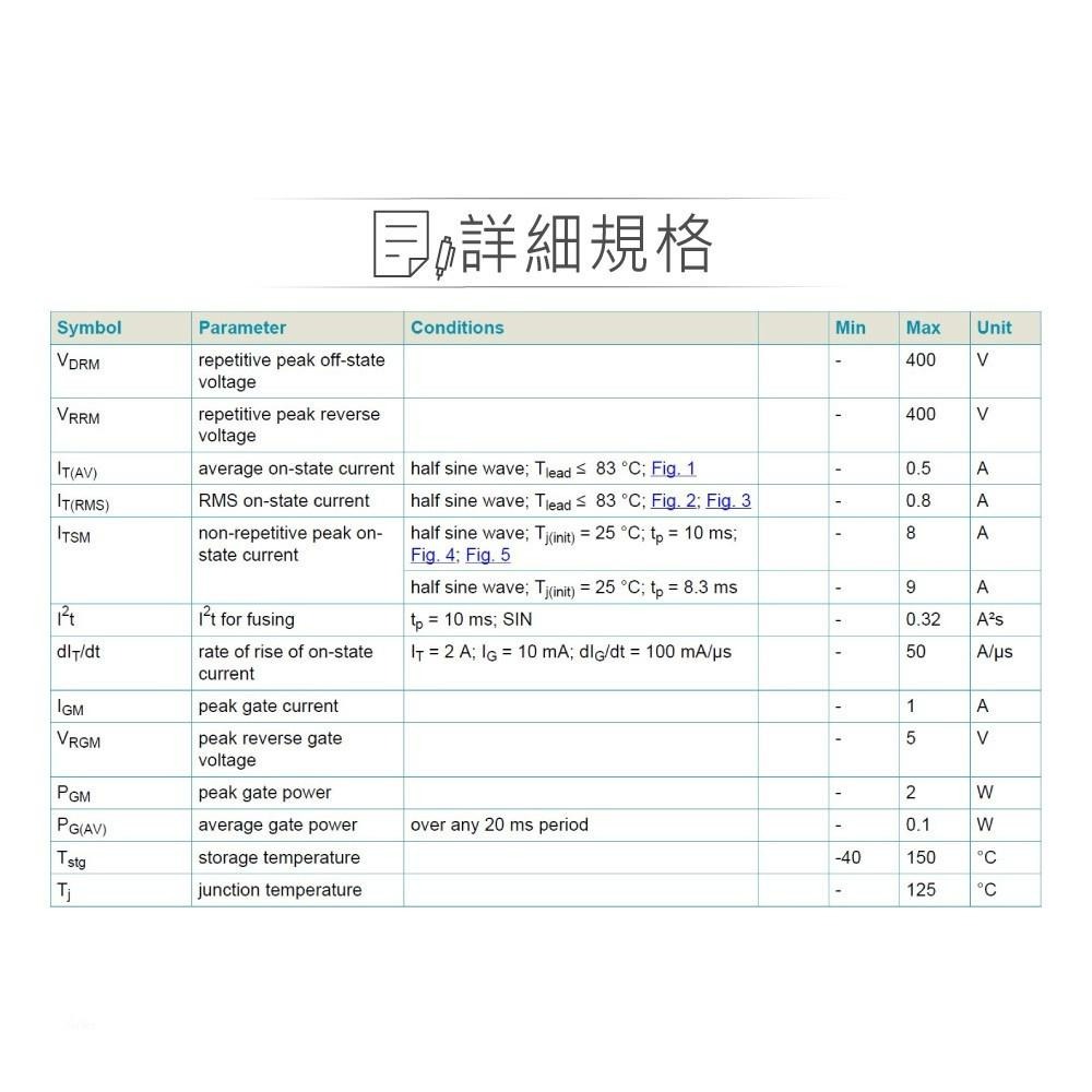 『聯騰．堃喬』SCR BT169D 400V/0.8A TO-92 矽控  整流器-細節圖2