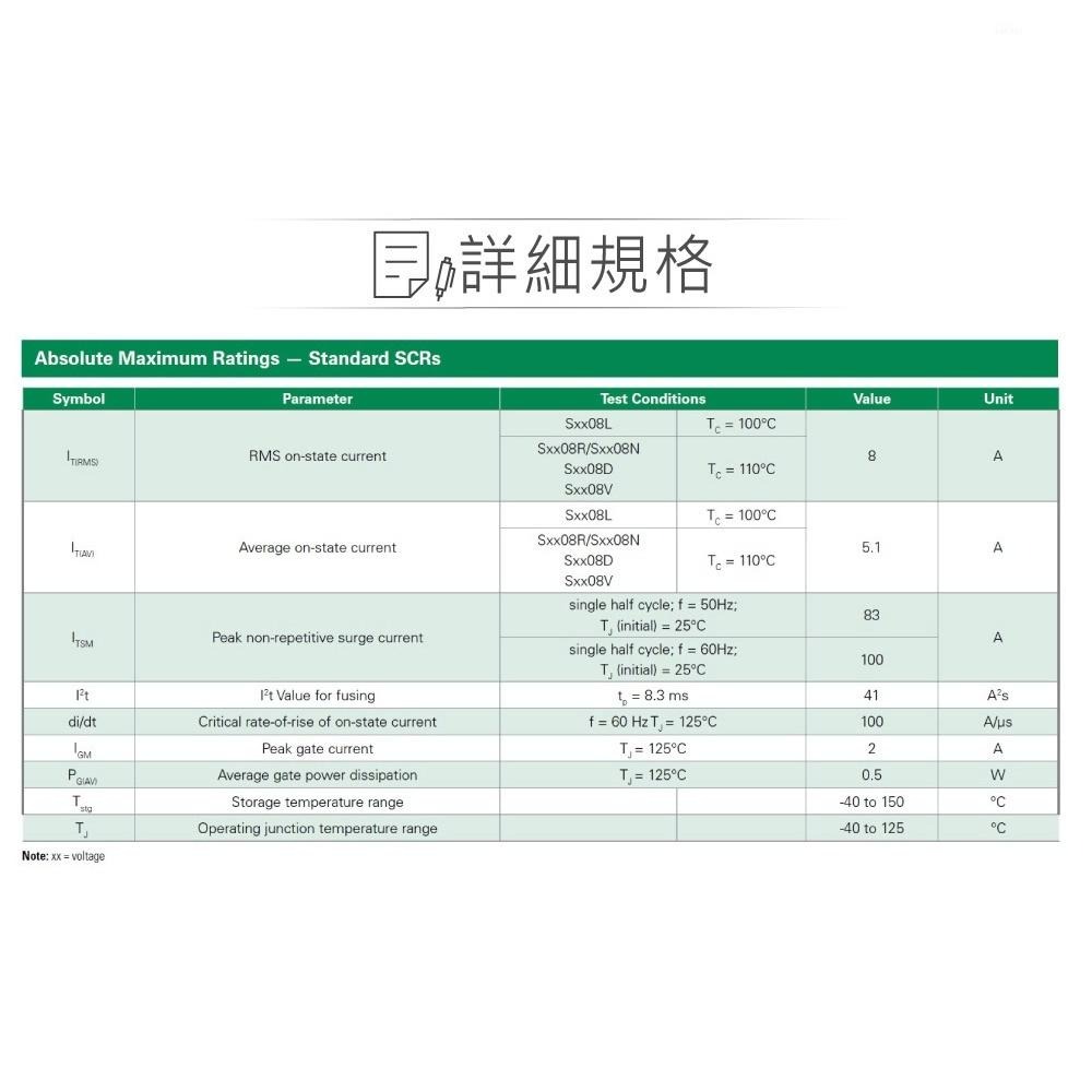 『聯騰．堃喬』SCR S4008R 400V/8A TO-220AB  矽控 整流器-細節圖2