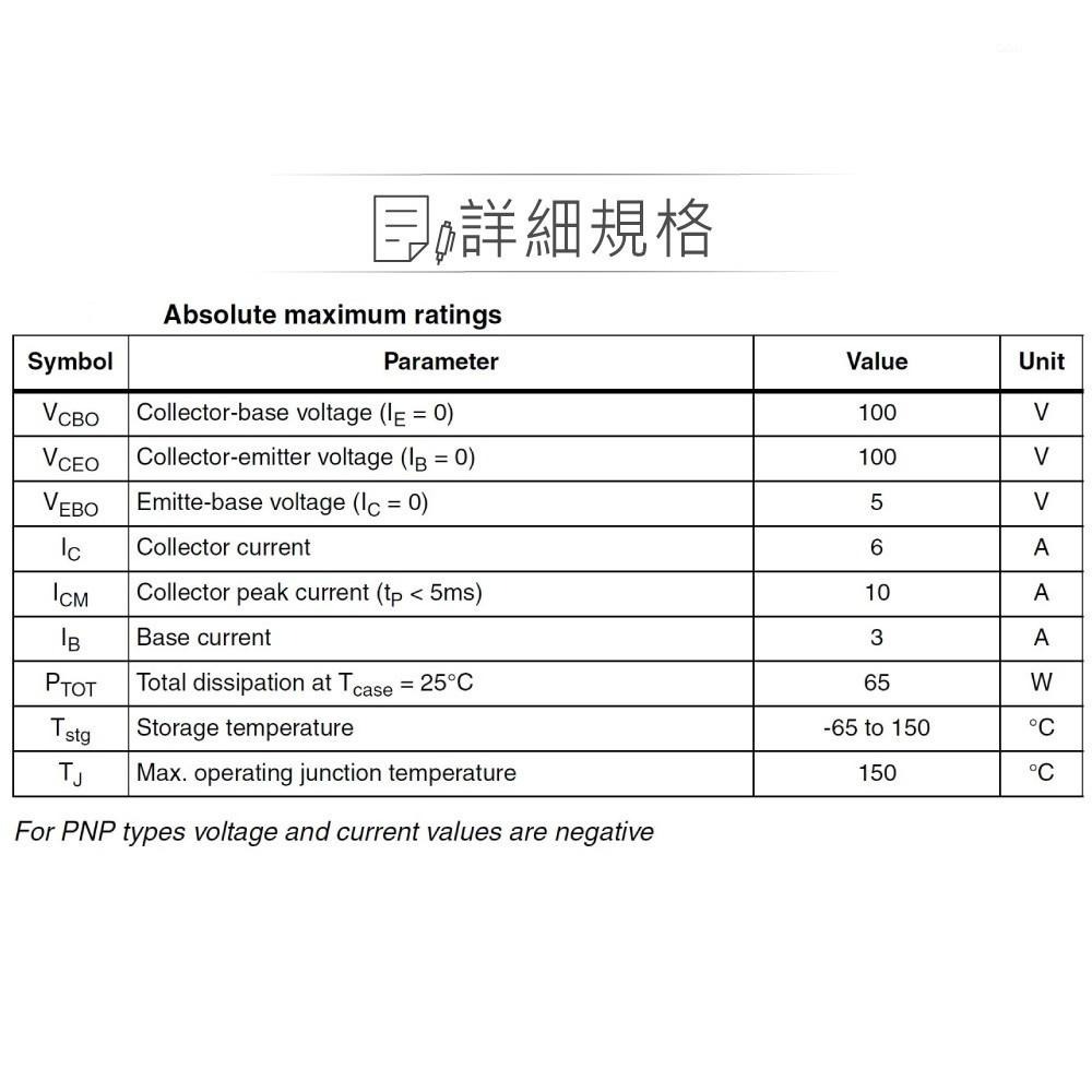 『聯騰．堃喬』達靈頓 電晶體 TIP41C NPN 100V/100V/5V/6A TO-220-細節圖2