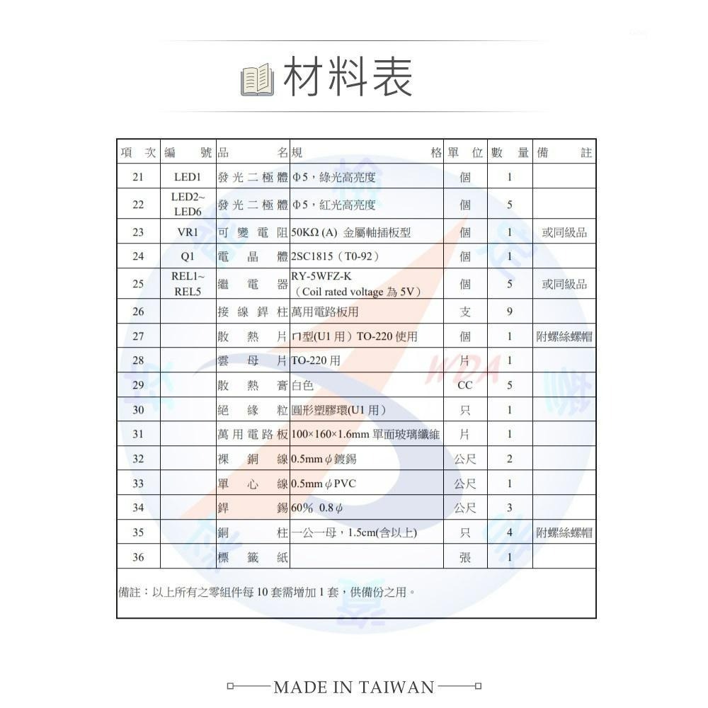 聯騰．視聽電子乙級技能檢定 數位音量調整電路材料包 02900-1070201A-細節圖6