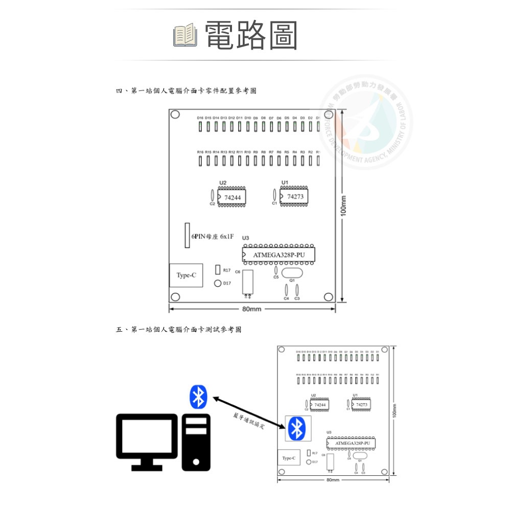 聯騰．【112電腦硬體乙級】電腦硬體乙級 偵錯卡DIP主控板零件包 焊接實驗板 (不含ATMEGA16)-細節圖3
