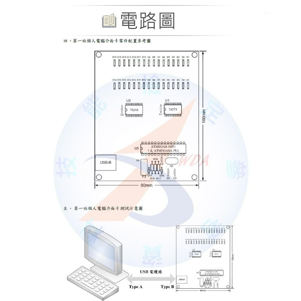 聯騰．舊版 電腦硬體裝修 偵錯卡 DIP 零件包 主板 焊接 實驗板 不含 ATMEGA8-16PU-細節圖3