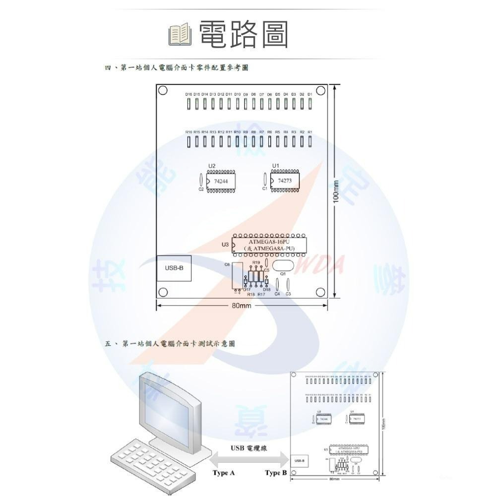 聯騰．舊版 乙級 電腦硬體裝修 偵錯卡 SMD 與 DIP 全套 零件包 內含 ATMEGA8-16PU-細節圖4