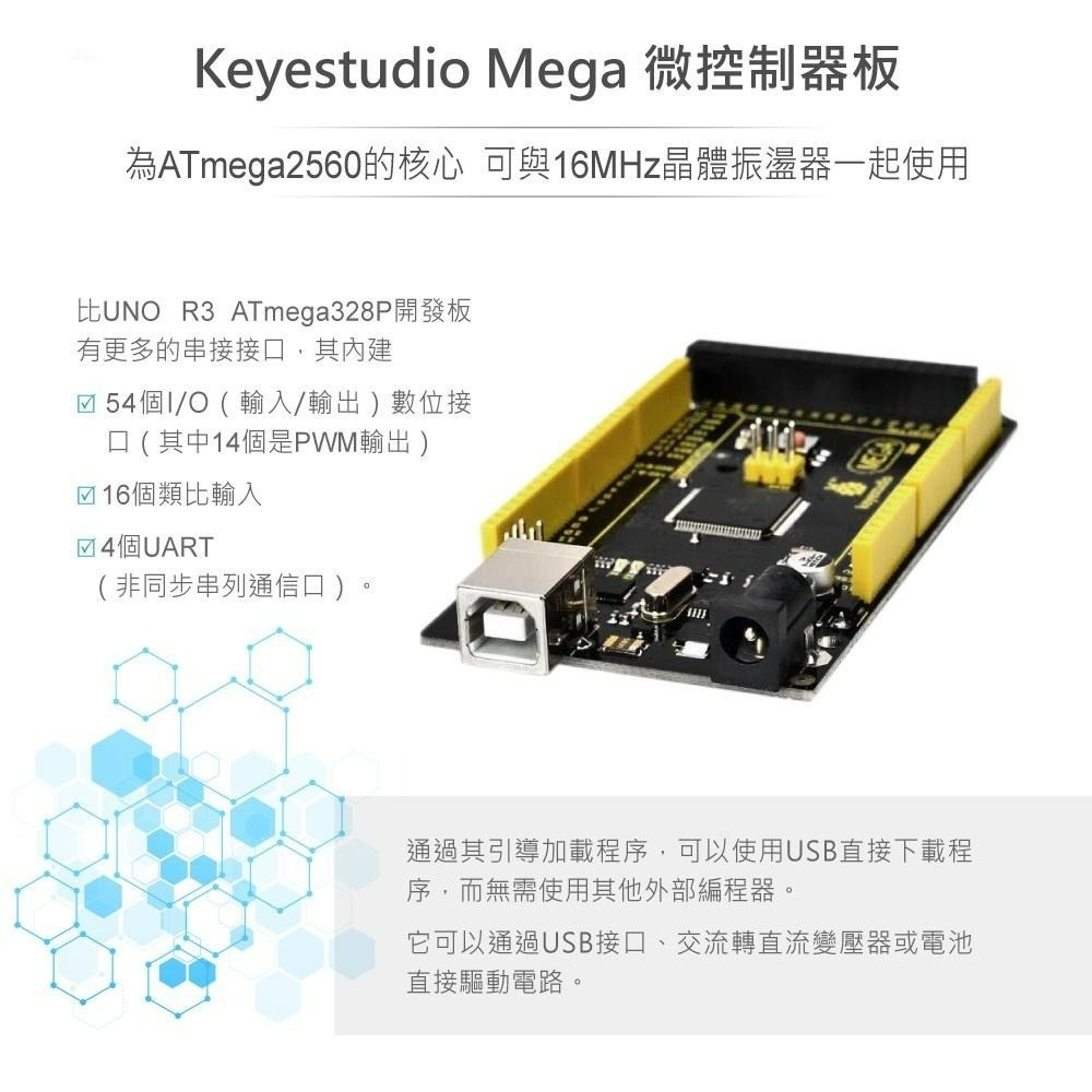 『聯騰．堃喬』KS0002 Arduino MEGA 2560 R3 控制板 KEYESTUDIO 電子 實習 高品質-細節圖2