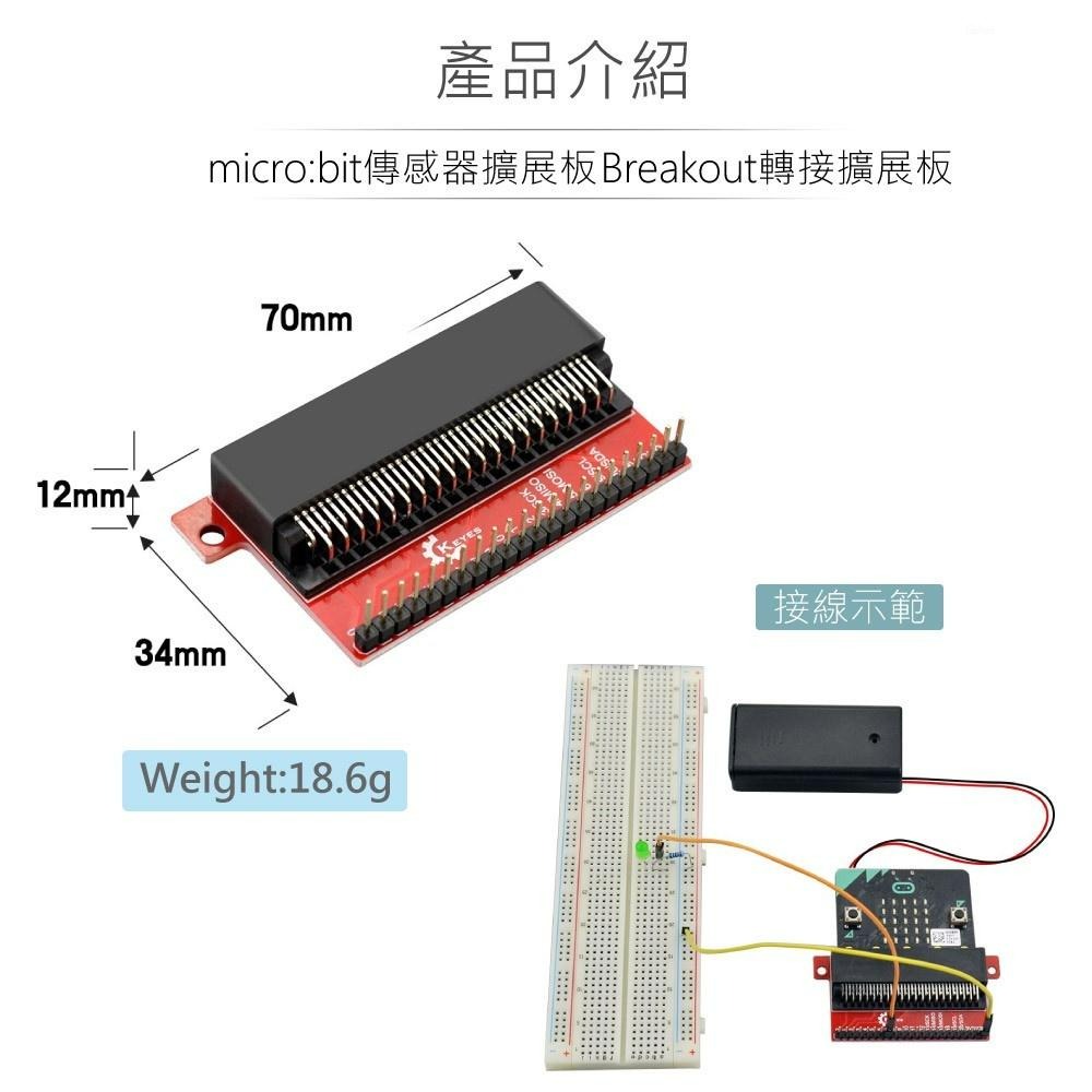 『聯騰．堃喬』micro:bit BREAKOUT 轉接 擴展板 相容 DC3.3V 感測器 模組 適合各級學校 課綱-細節圖3