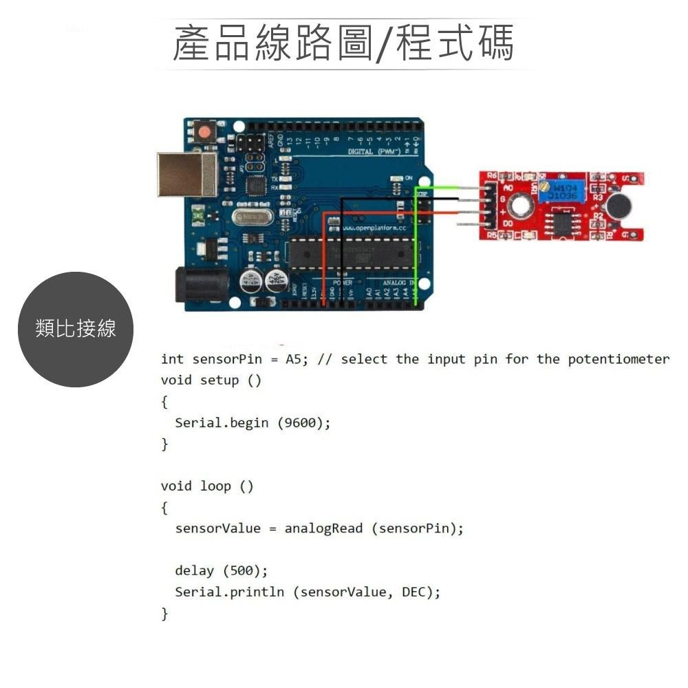 『聯騰．堃喬』麥克風 聲音 感測模組 適合Arduino、micro:bit、樹莓派 等開發學習互動學習模組-細節圖4