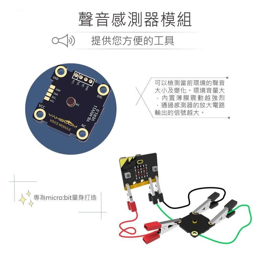 『聯騰．堃喬』micro:bit 聲音 感測器 模組 鱷魚夾版 適用Arduino 適合各級學校 課綱 生活科技-細節圖2