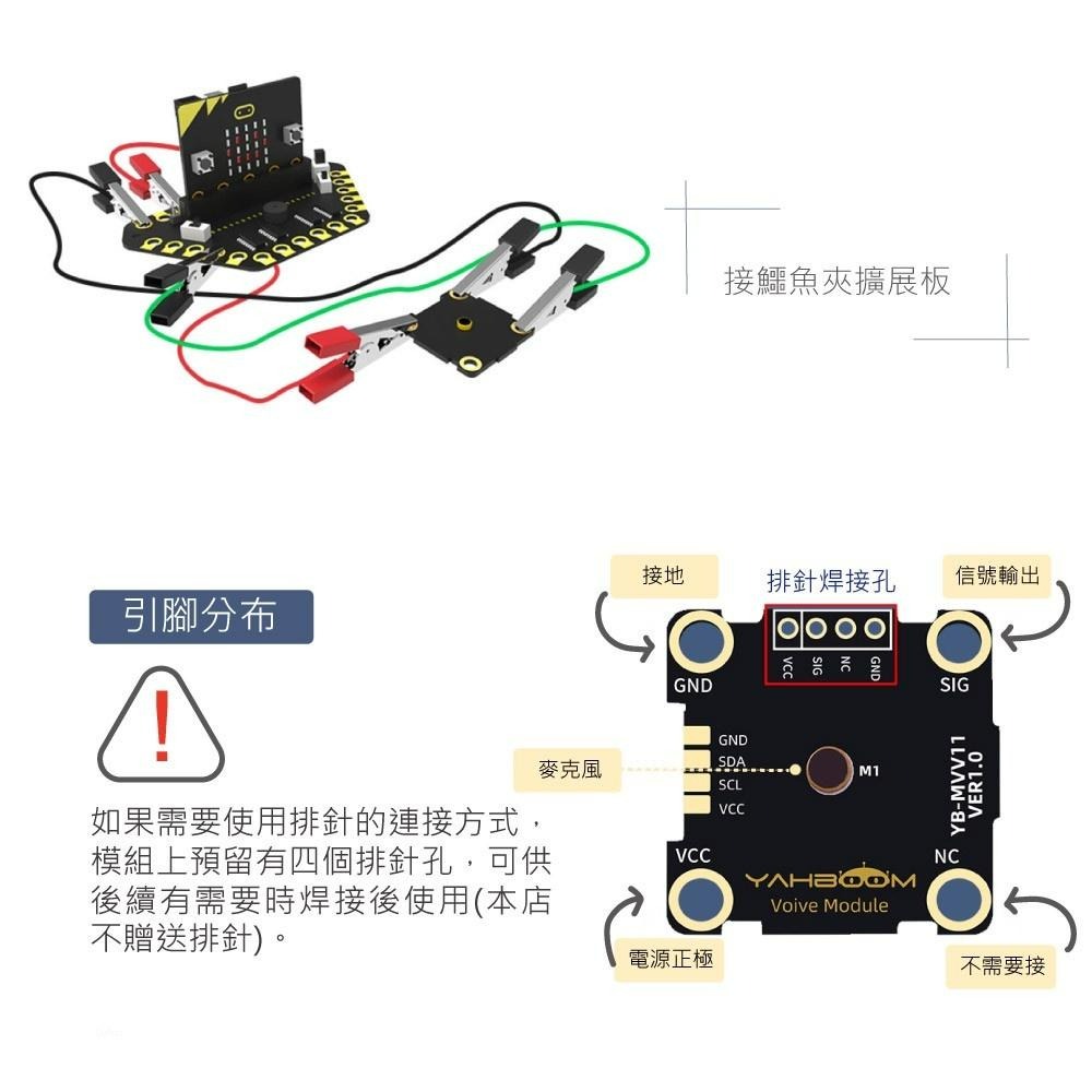 『聯騰．堃喬』micro:bit 聲音 感測器 模組 鱷魚夾版 適用Arduino 適合各級學校 課綱 生活科技-細節圖4