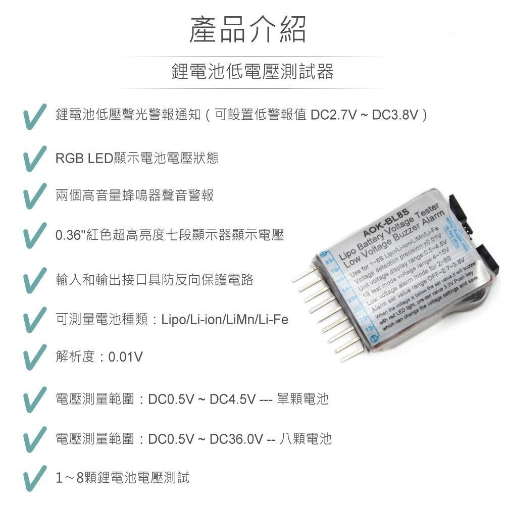 聯騰．鋰電池低電壓測試器 低電壓警報 電壓顯示  1~8顆串接測量-細節圖2
