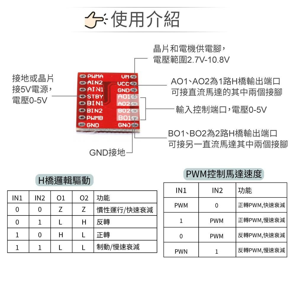 『聯騰．堃喬』DRV8833 馬達 驅動 模組 自平衡 直流 2路 馬達驅動模組-細節圖3