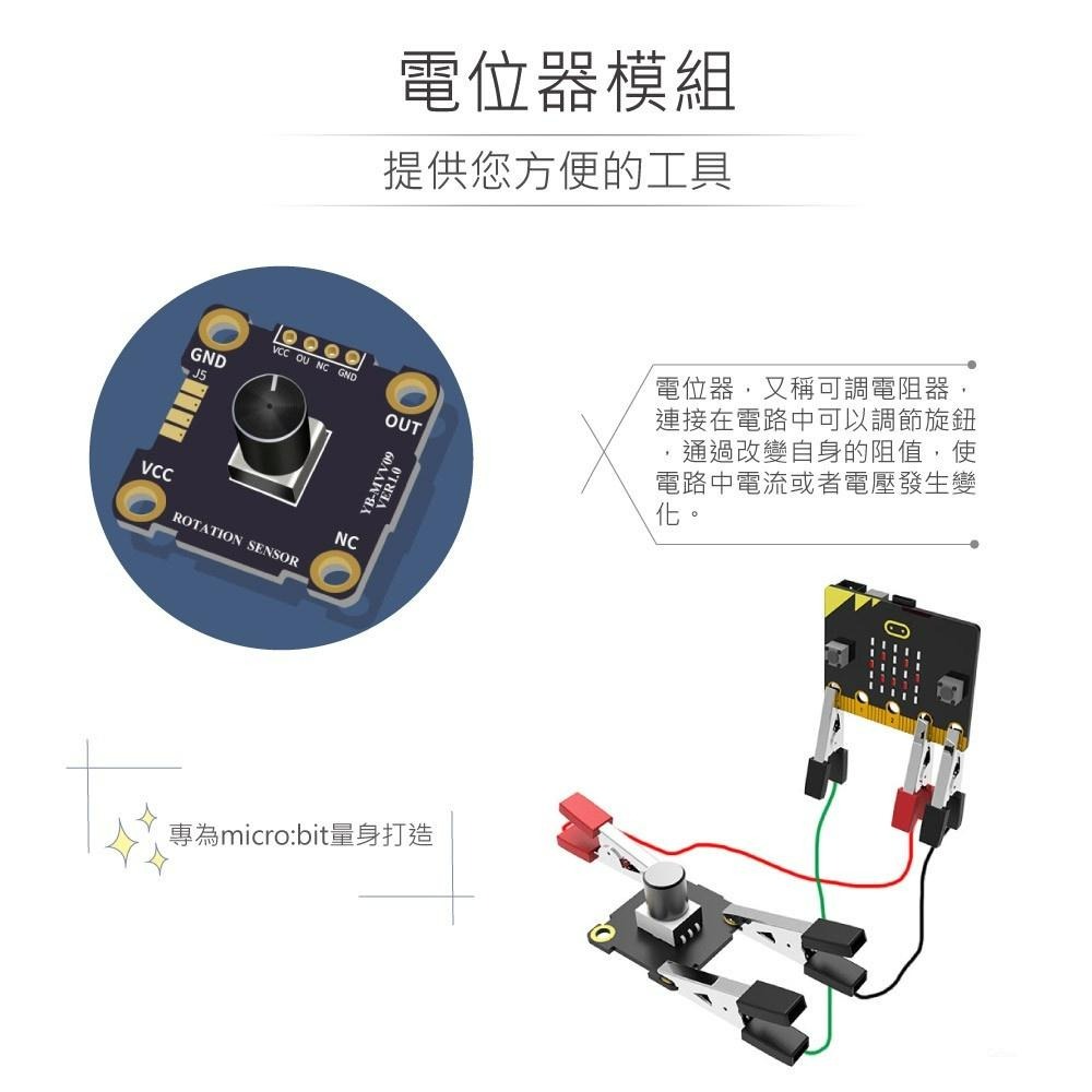 『聯騰．堃喬』micro:bit 10KΩ 電位器 模組 含旋鈕 鱷魚夾版 適用Arduino 適合各級學校 課綱-細節圖2