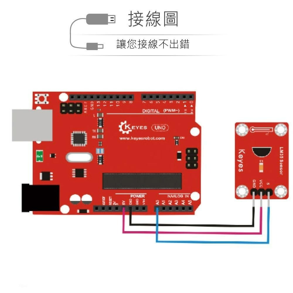 『聯騰．堃喬』LM35 溫度 感測器 適合 Arduino micro:bit 開發 學習 互動 模組 環保材質-細節圖3