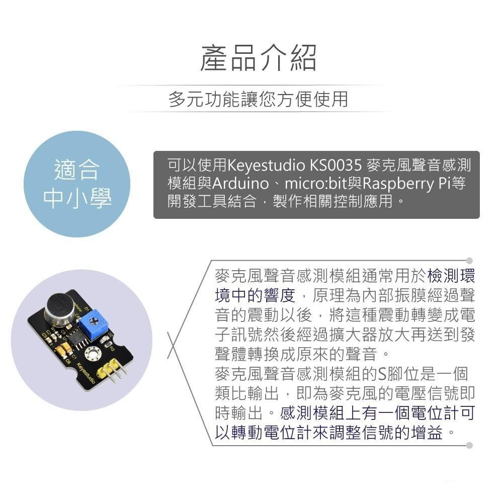 『聯騰．堃喬』麥克風聲音感測模組 支援Arduino、micro:bit、Raspberry Pi等開發工具-細節圖2