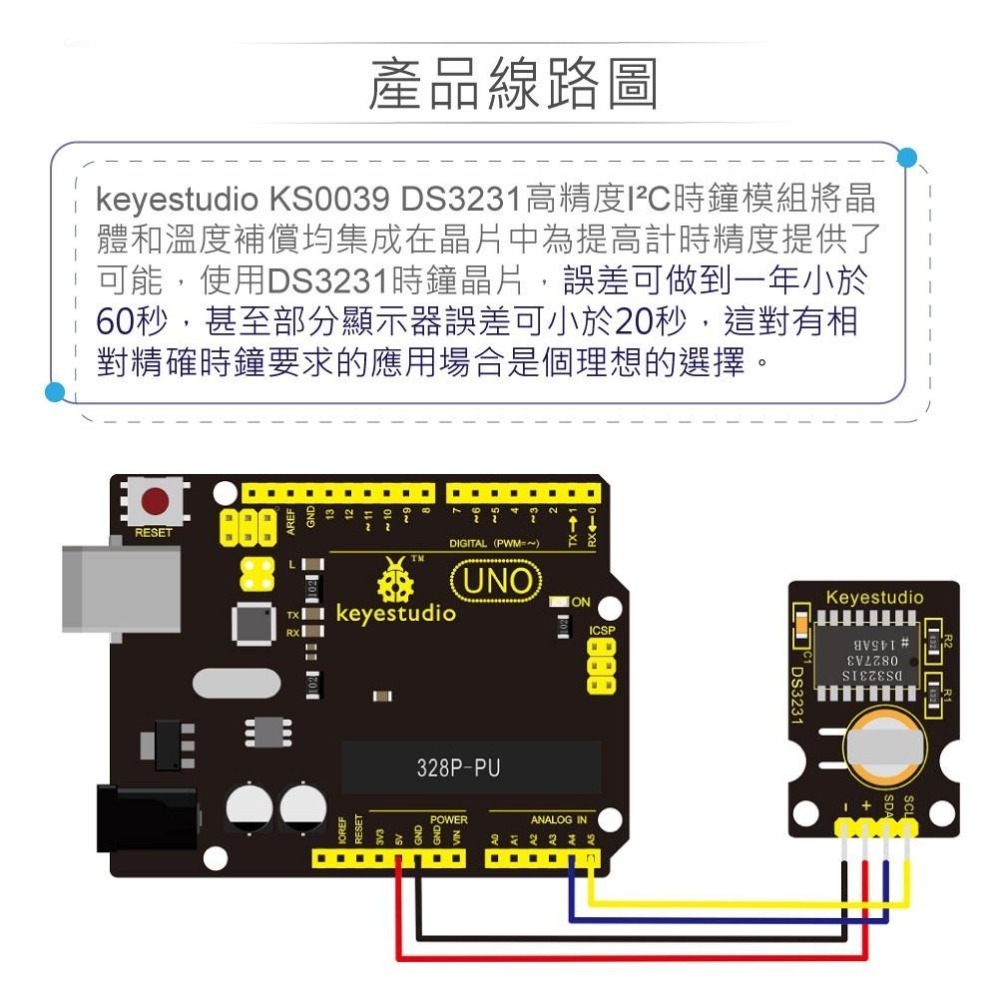 聯騰．Keyestudio KS0039 DS3231高精度RTC時鐘模組｜支援Arduino生活科技教具-細節圖3