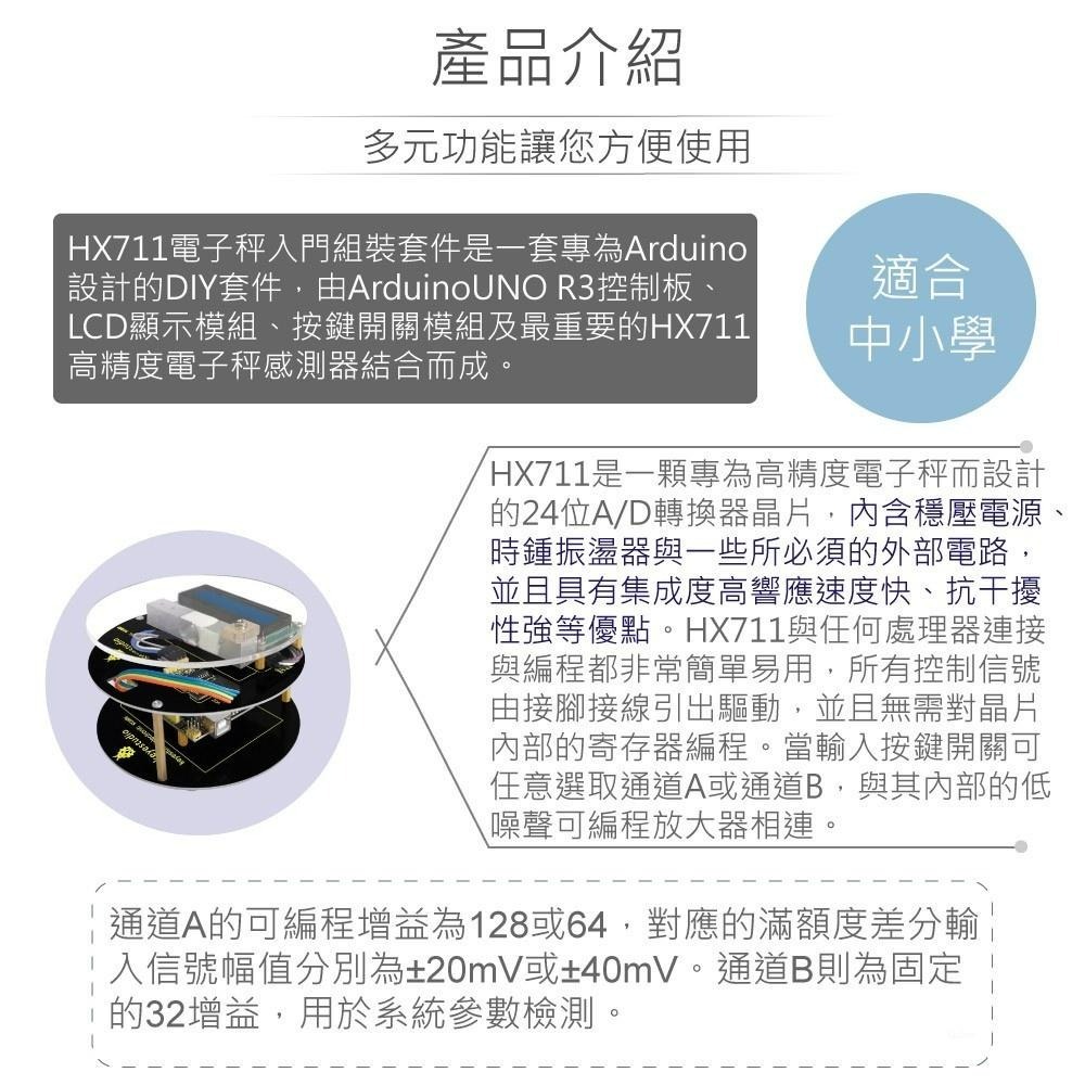 聯騰．HX711 電子秤 入門組裝套件 支援Arduino、micro:bit、樹莓派等開發工具-細節圖2