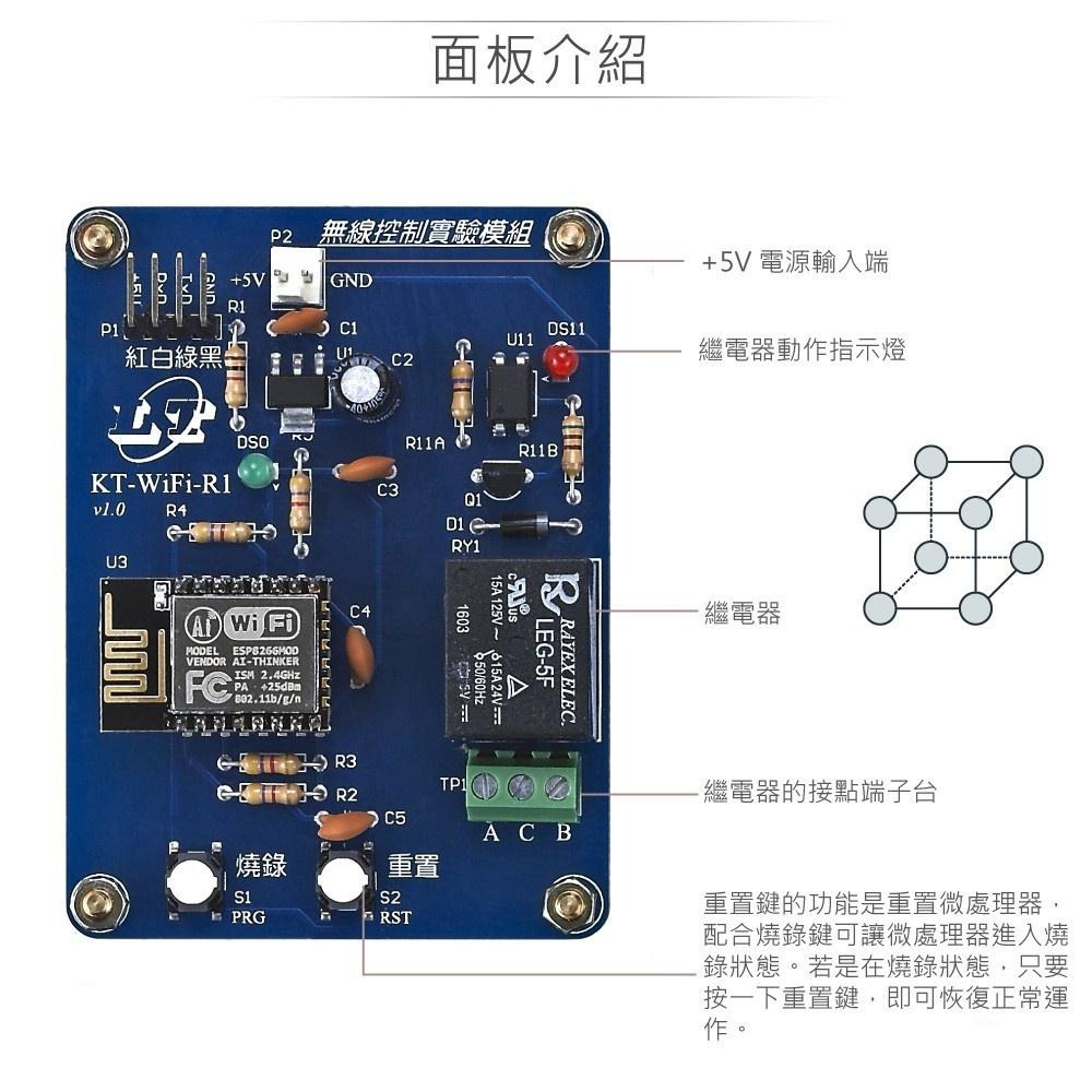 『聯騰．堃喬』KT-WIFI-R1 無線 插座 開關 控制 實驗 模組-細節圖3