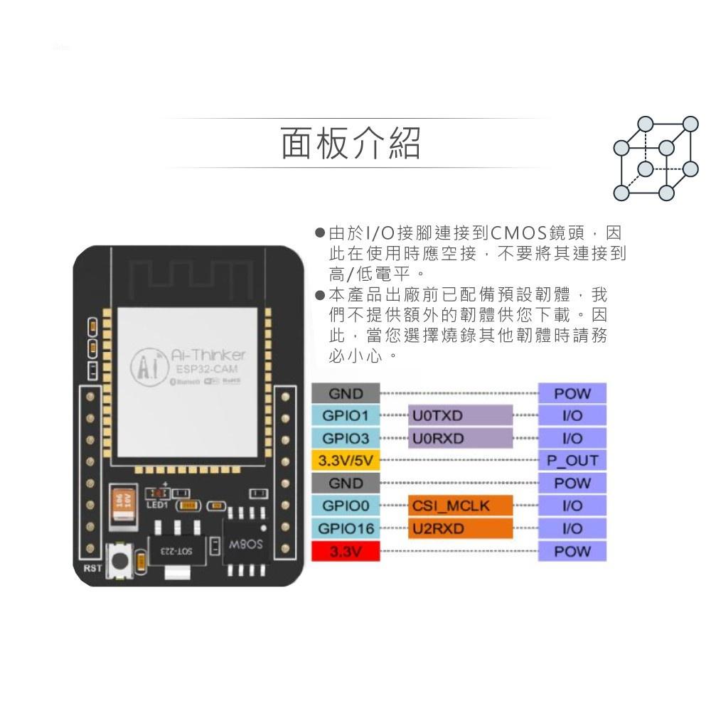 『聯騰．堃喬』ESP32-CAM 開發板 + OV2640 攝像頭 + WiFi 藍牙 開發板 + QR 識別 監控-細節圖4