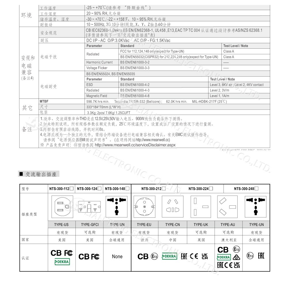 聯騰．MW明緯 NTS-1200 12V 24V 48V轉110V 台灣插座 全球通用 1200W 正弦波-細節圖6