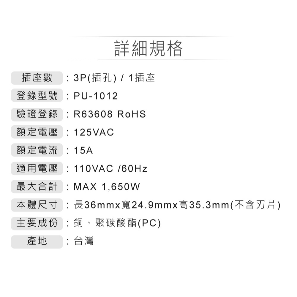 『聯騰．堃喬』iPlus+ 保護傘 L型 3轉2 轉接頭 PU-1012 AC110V 1650W 黑/白 隨機出貨-細節圖7