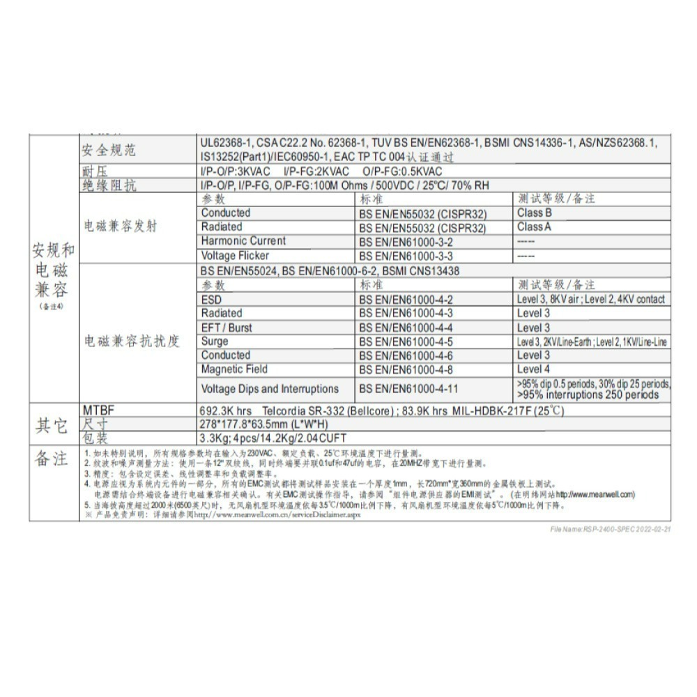 聯騰． MW明緯 RSP-2400-12/24/48 單組輸出 PFC功能 電源供應器-細節圖4