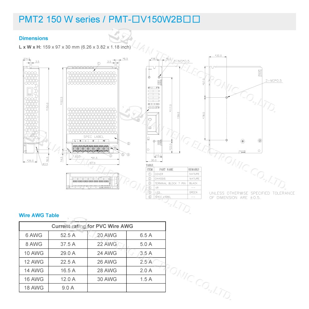 聯騰．DELTA 台達 PMT-12V150W2BA PMT-24V150W2BA 平板型電源  單輸出 電源-細節圖4