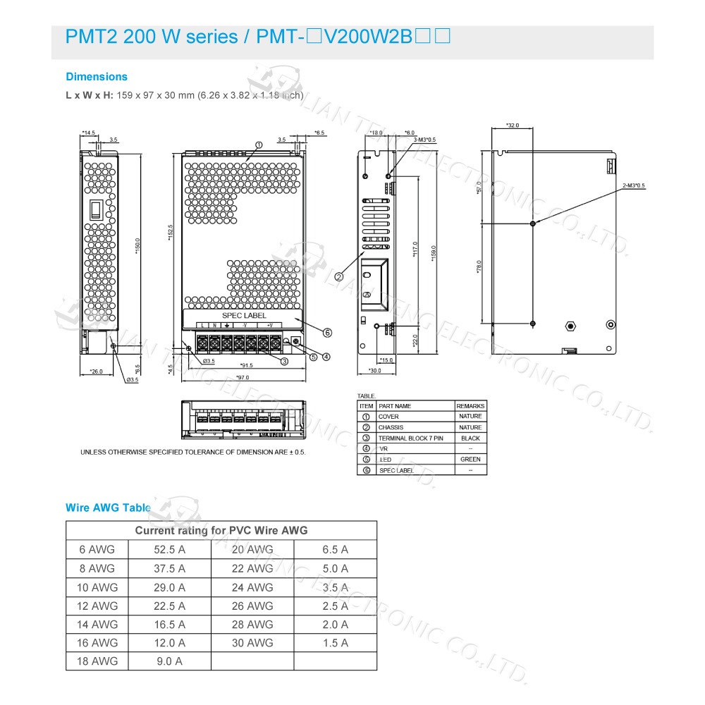 『聯騰．堃喬』DELTA 台達 PMT-12V200W2BR PMT-24V200W2BR 平板型 電源 單輸出電源供應-細節圖4