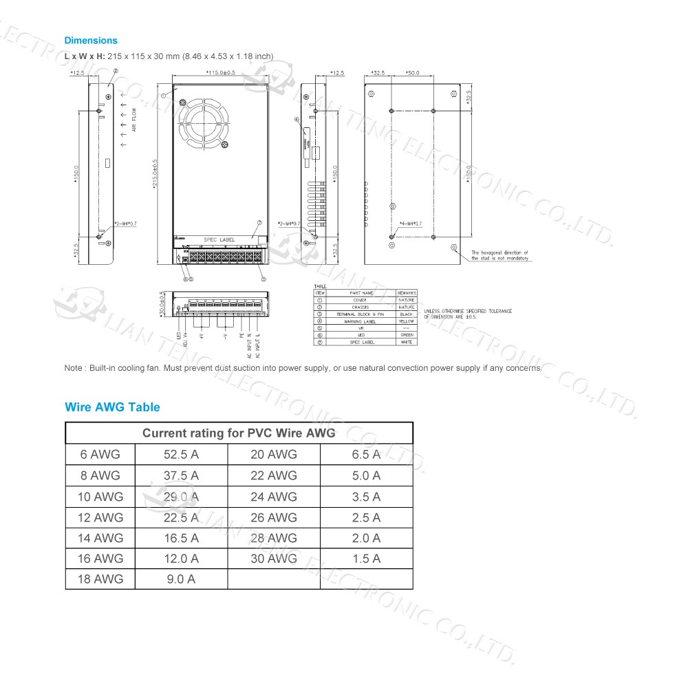 聯騰．DELTA 台達 PMT-12V350W2BR PMT-24V350W2BR 平板型 單輸出 電源供應器-細節圖4