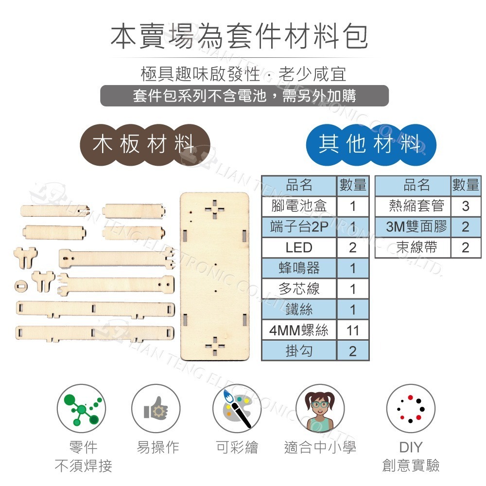 聯騰．DIY 電流急急棒 鐵絲通關遊戲 穿越火線 3D立體拼圖模型材料包 (附彩色繁體說明書)-細節圖2