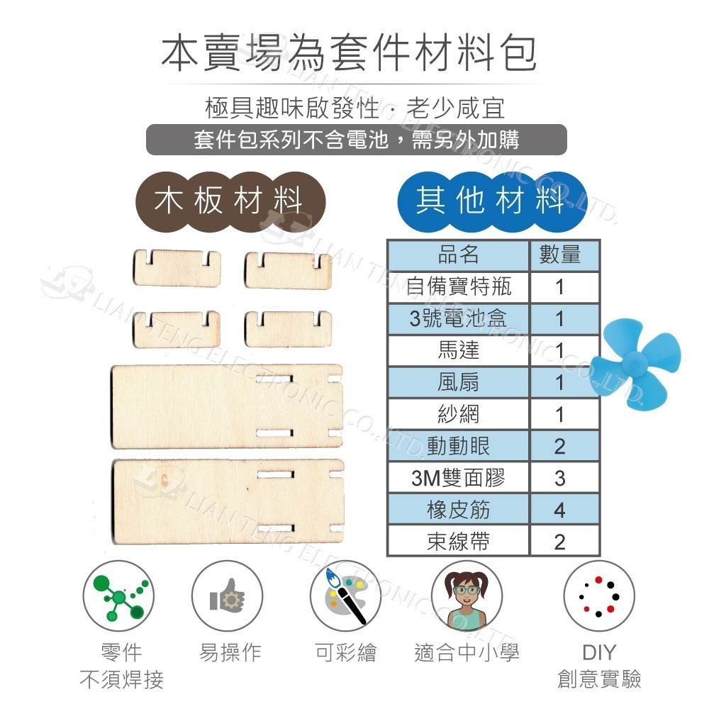 聯騰．DIY 手持吸塵器 3D立體拼圖模型材料包 (附彩色繁體說明書)-細節圖2