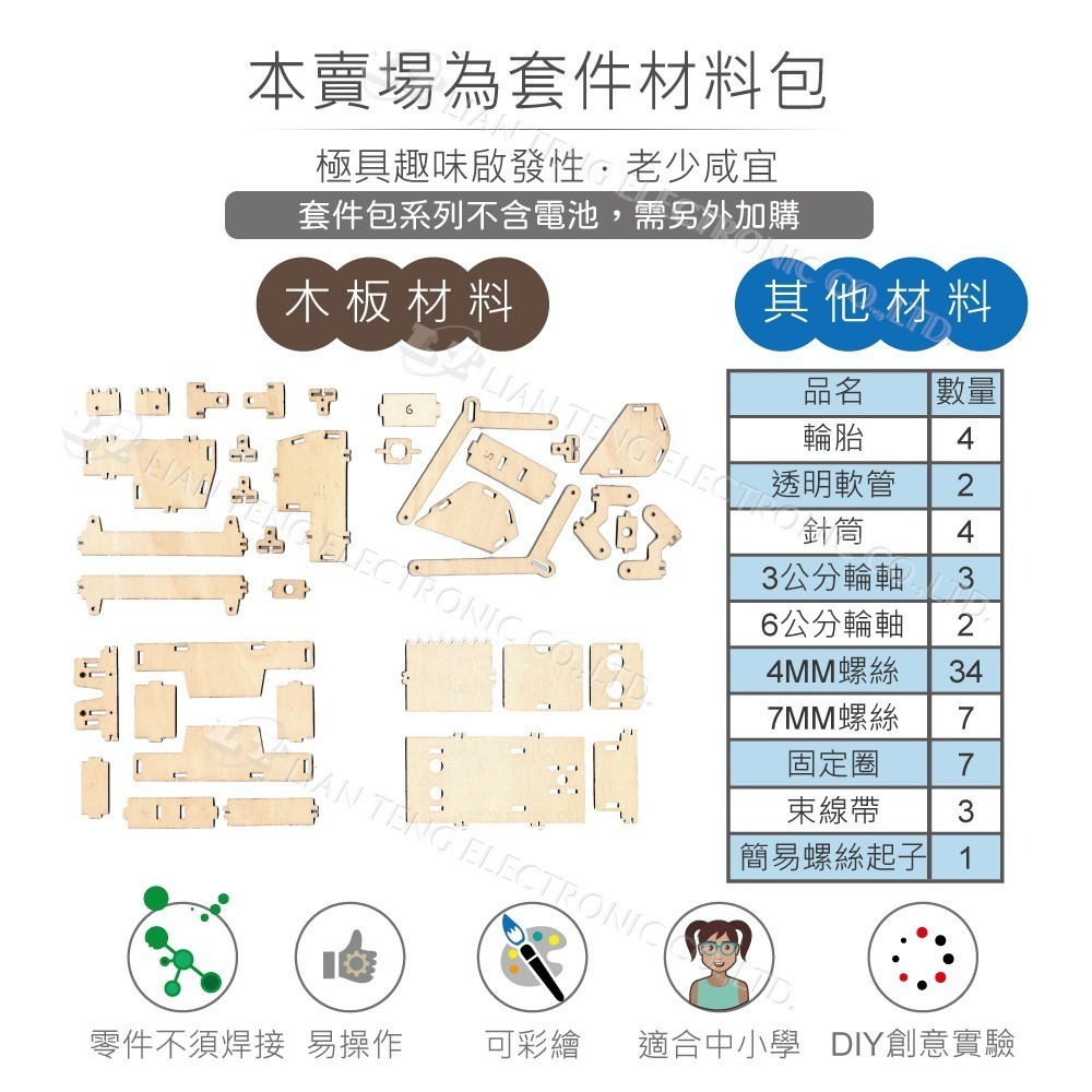 聯騰．DIY 液壓裝鏟車 堆土機 3D立體拼圖模型材料包 (附彩色繁體說明書)-細節圖2