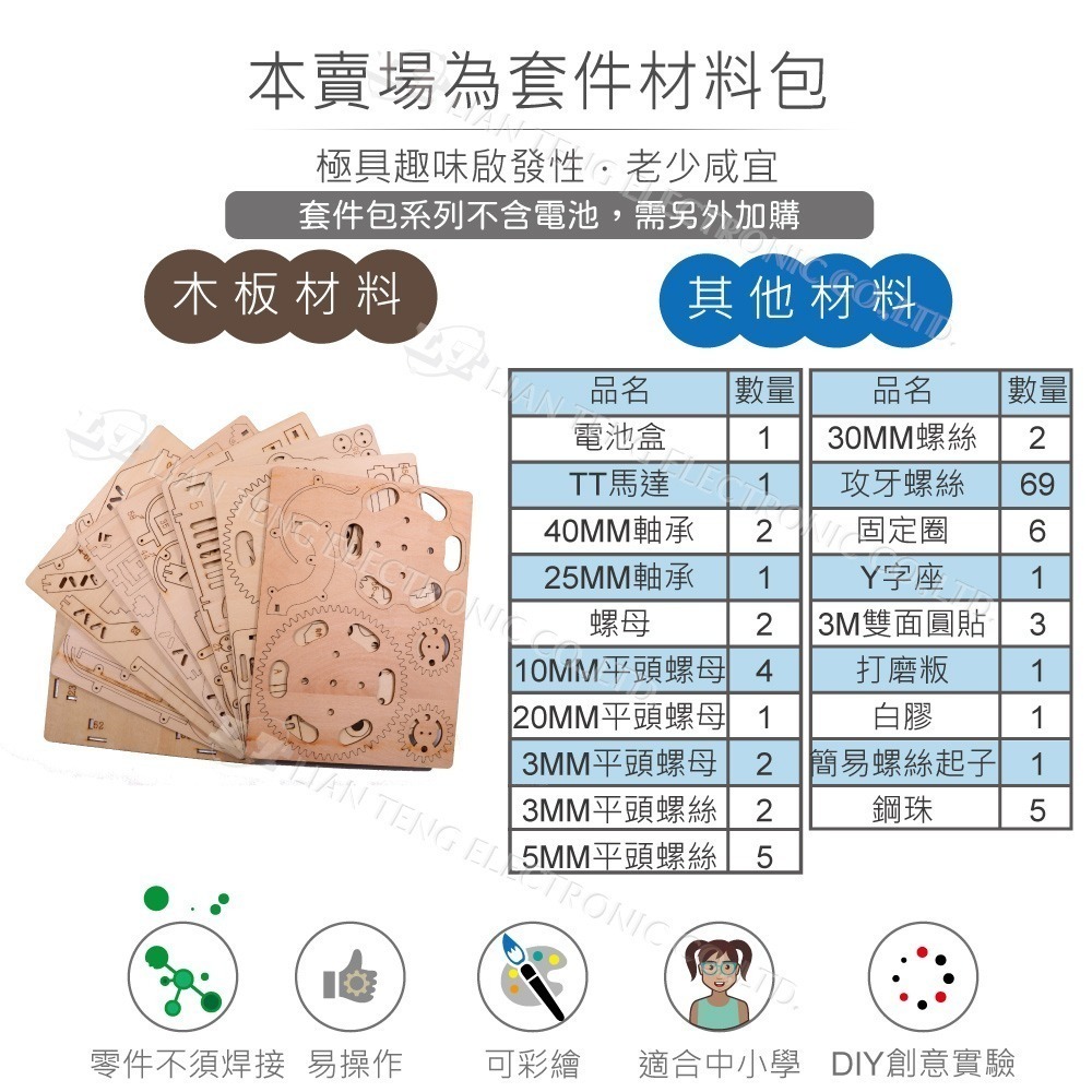 聯騰．DIY 電動軌道滾珠 3D立體拼圖模型材料包 (附彩色繁體說明書)-細節圖2