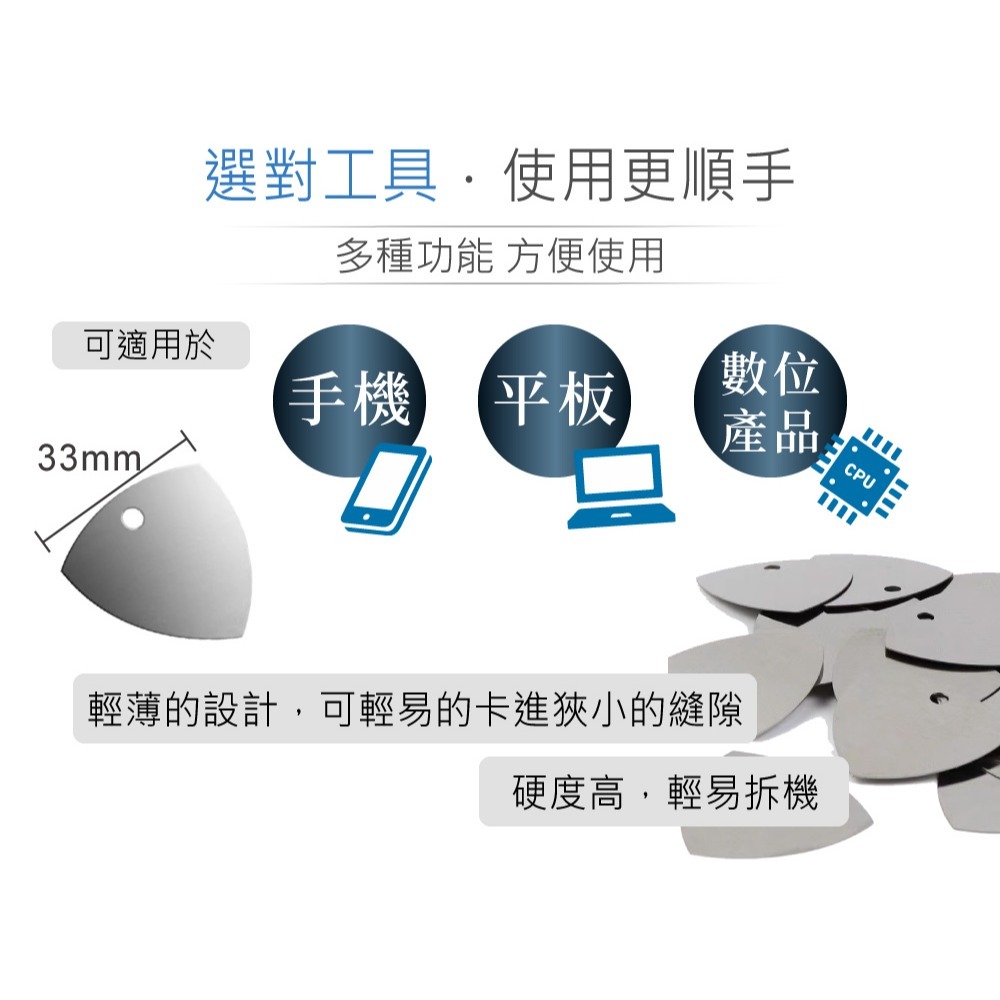 聯騰．三角金屬翹片｜拆框神器・超薄開殼工具・手機／平板拆機維修工具・10入組合包裝-細節圖2