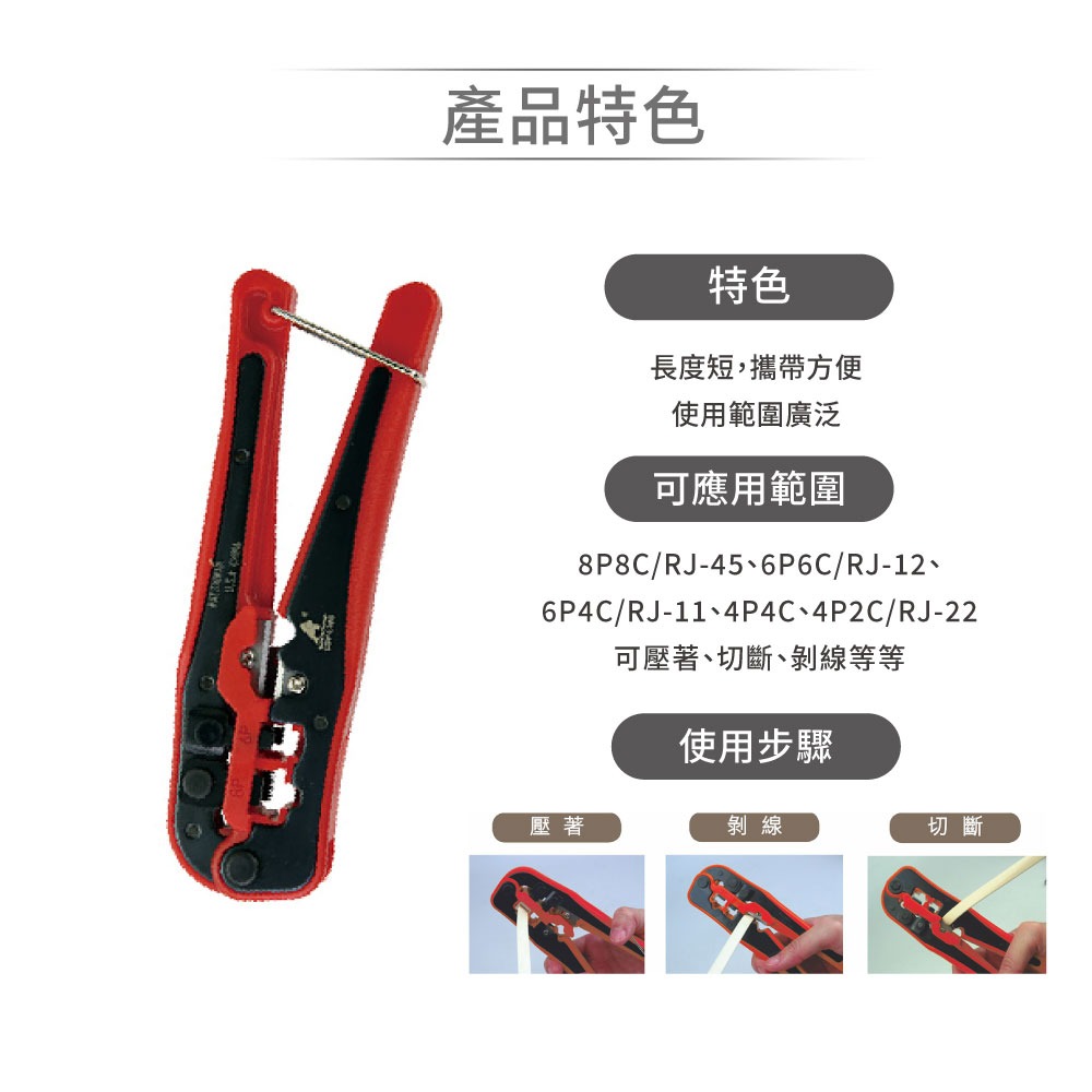 聯騰．ALSTRONG CSP-L360 手掌型網路壓著鉗-細節圖2