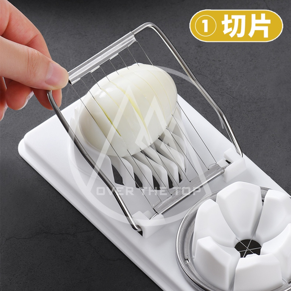 日本 ECHO 2合1不鏽鋼切蛋器／花式切蛋器 雞蛋切片器 切瓣器 皮蛋切片器 水煮蛋沙拉切片器【超越巔峰】-細節圖3