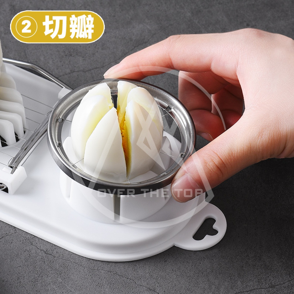 日本 ECHO 2合1不鏽鋼切蛋器／花式切蛋器 雞蛋切片器 切瓣器 皮蛋切片器 水煮蛋沙拉切片器【超越巔峰】-細節圖4