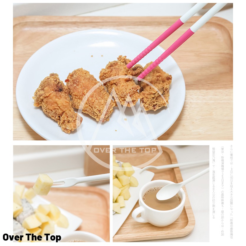 日本製 多功能料理筷 (湯匙&叉子&筷子)／防滑加長料理筷子 矽膠筷子 湯勺 叉子 撈麵筷 煮飯長筷【超越巔峰】-細節圖7